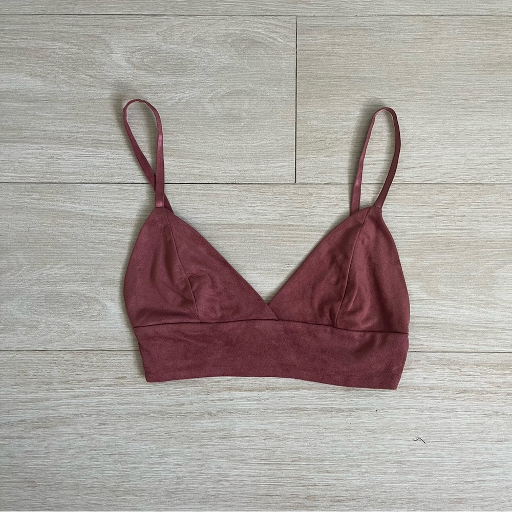 Zara pink suede bralette top. Size Small. NWOT.